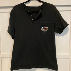 Harley-Davidson Vintage T-Shirt Button Collar